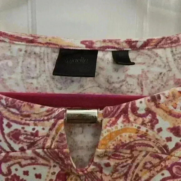 Rafaella Women's Pink Shirt With Gold Accent,XL - Picture 2 of 3